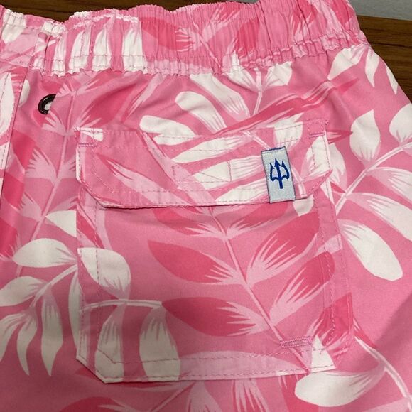 Strong Boat Classic Boys Swim Trunks in White/Pink Frond Print. Size 12. - Picture 3 of 9